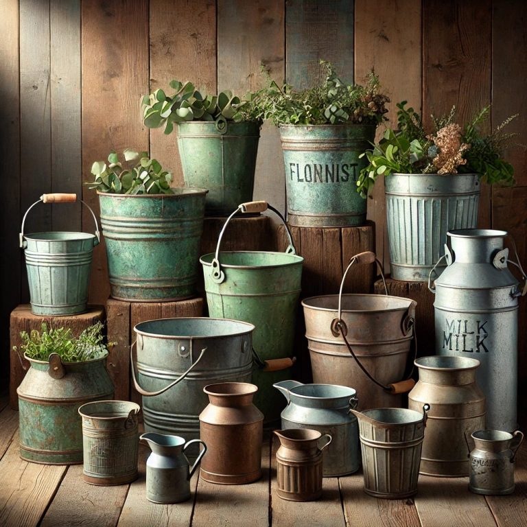 Rustic Tin Florist Buckets & Milk Pots – Handcrafted in India